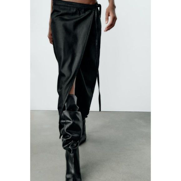 ZARA TRF COATED DENIM SKIRT - Picture 2 of 8